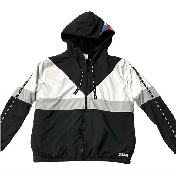 Victoria Secret Pink Color Block Anorak Sharpa Lined Jacket! - Picture 2 of 8